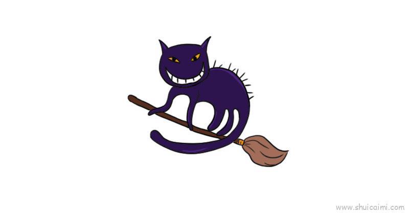 恐怖猫咪儿童画怎么画 恐怖猫咪简笔画步骤
