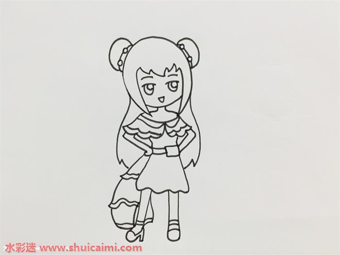 甜美可爱的齐哪和菲灵简笔画图片教程