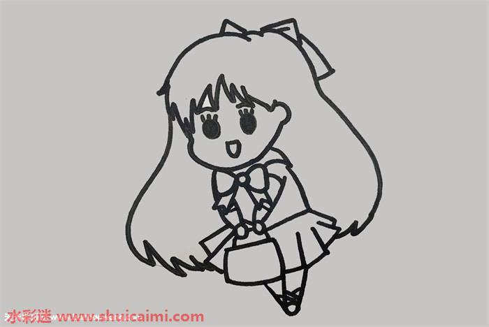 甜美的美少女简笔画步骤图教程