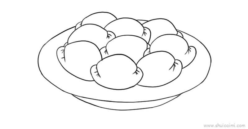 一盘饺子儿童画怎么画 一盘饺子简笔画步骤
