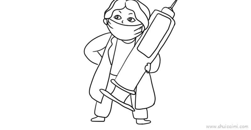 抗病毒医生儿童画怎么画 抗病毒医生简笔画简单又好看