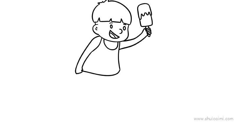 吃冰棍儿童画怎么画 吃冰棍简笔画顺序