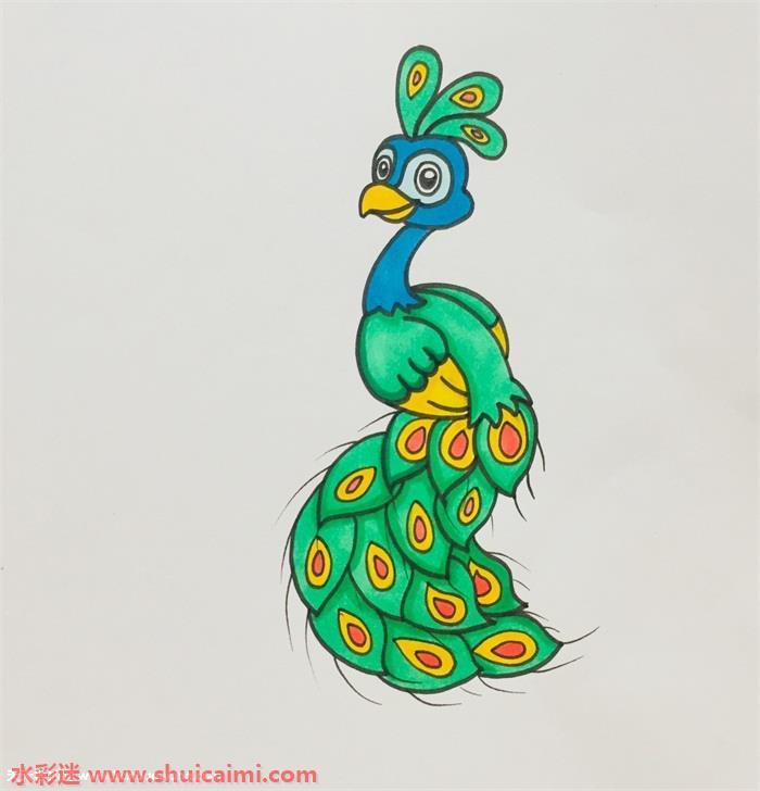 孔雀怎么画 孔雀简笔画彩色