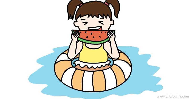 吃西瓜的小女孩卡通绘画教程步骤
