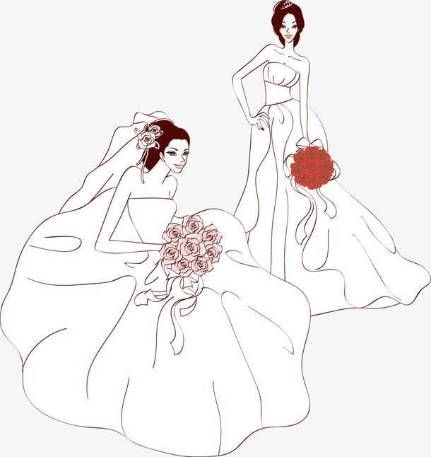 婚纱简笔画教程情侣 婚纱简笔画手绘