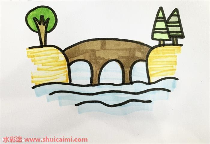 溪边怎么画 溪边简笔画图片带颜色