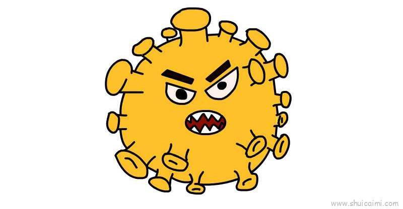冠状病毒儿童画怎么画 冠状病毒简笔画步骤