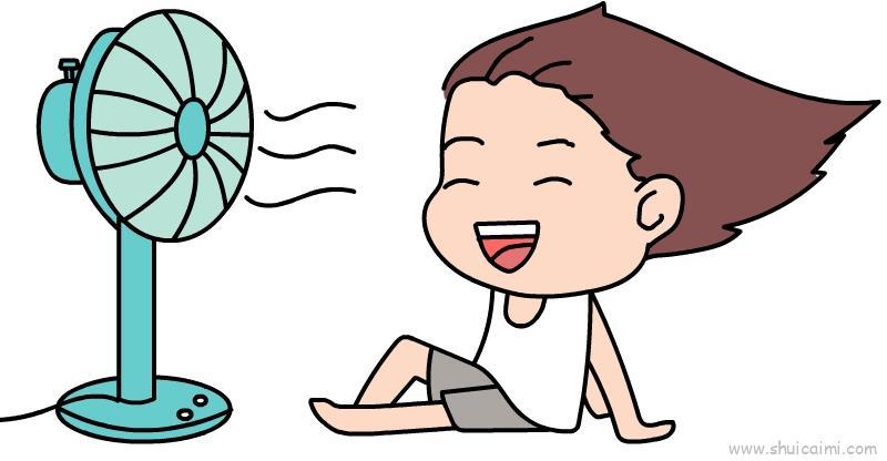 吹风扇的小朋友简笔画绘画教程