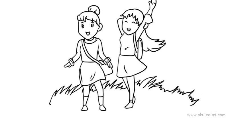 踏青儿童画怎么画 踏青简笔画步骤