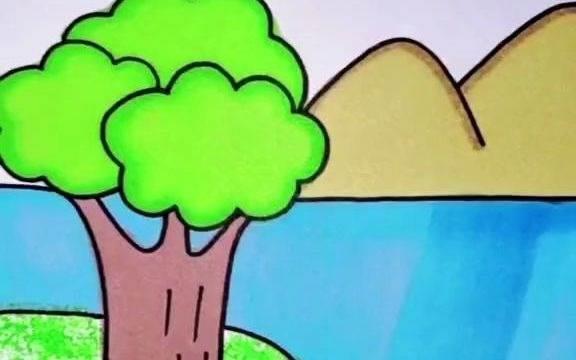 风景画简笔画 风景画简笔画带颜色