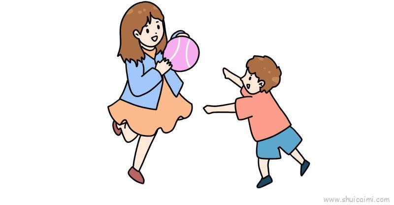 和母亲玩耍儿童画怎么画 和母亲玩耍简笔画顺序