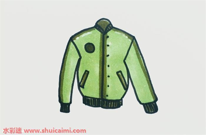 夹克衫简笔画怎么画图片彩色