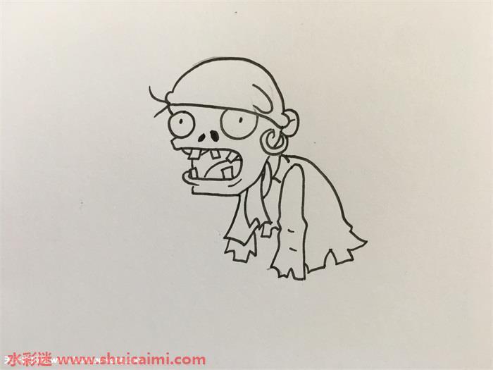 五个彩色僵王的简笔画步骤教程