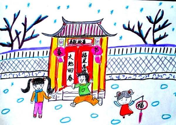 简单画春节贴对联的画怎么画 简单画春节贴对联的画怎么画图片