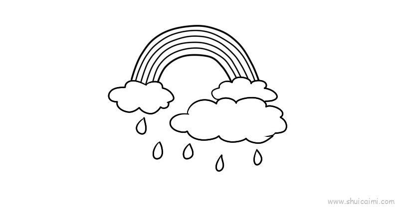 七彩下雨天儿童画怎么画 七彩下雨天简笔画步骤