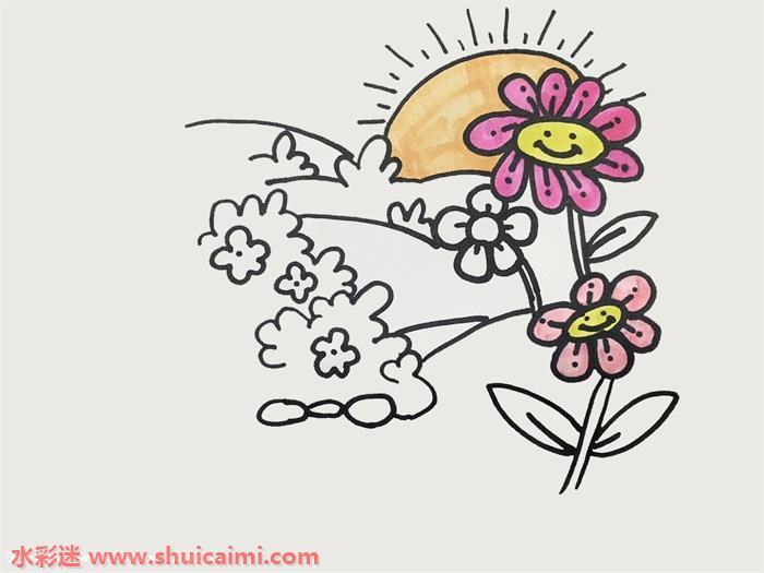 美丽花园怎么画 美丽花园简笔画图片带颜色