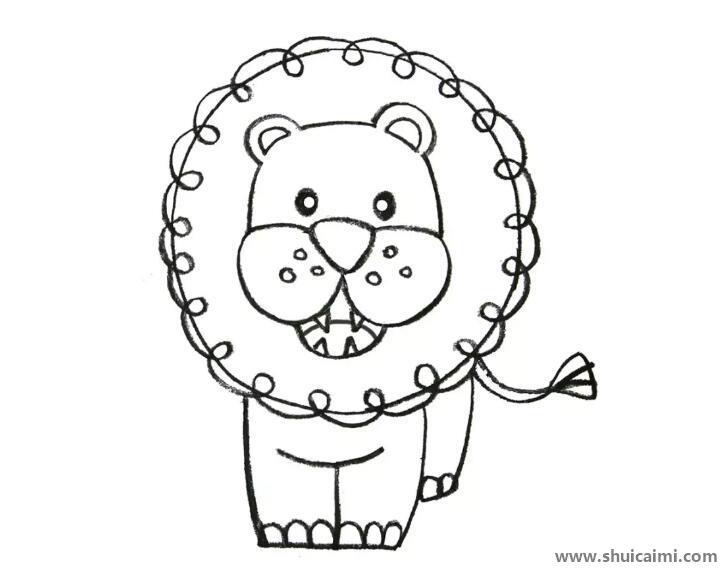 狮子彩色儿童简笔画