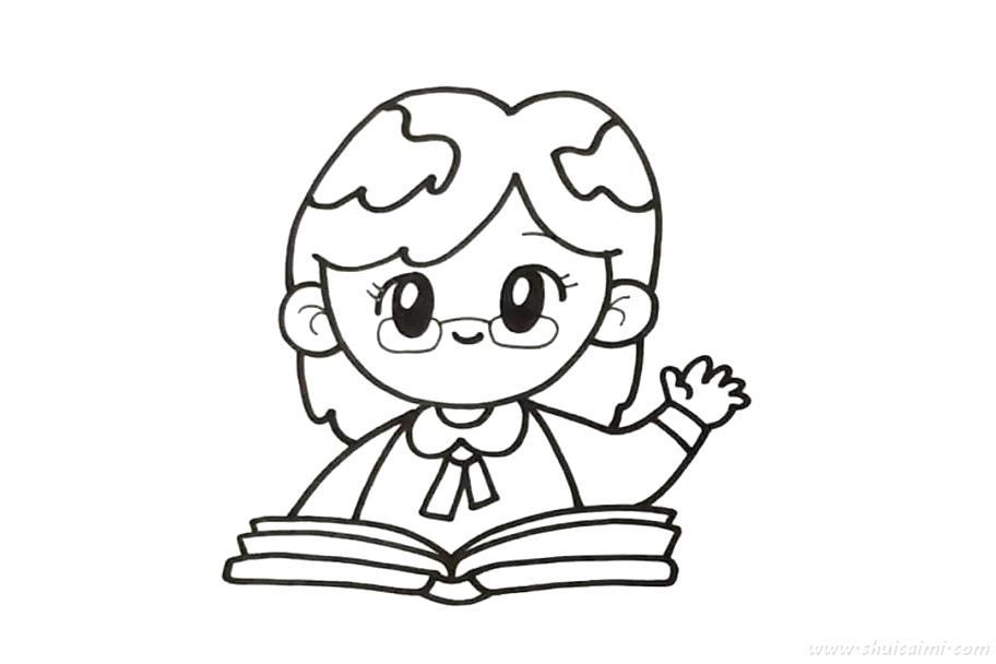 示意举手的老师怎么画 示意举手老师简笔画漂亮卡通