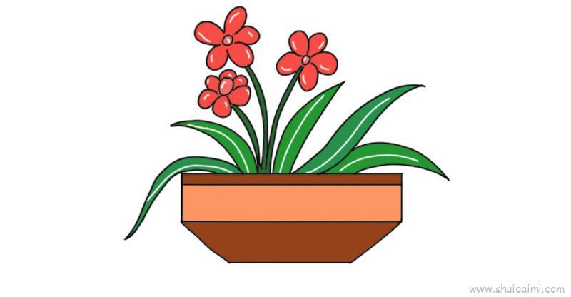 小花盆植物儿童画怎么画 小花盆植物简笔画步骤