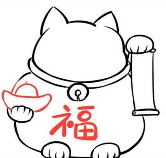 招财猫简笔画 招财猫简笔画图片大全可爱