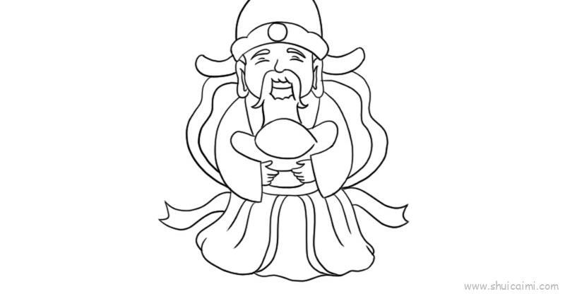 财神爷年画儿童画怎么画 财神爷年画简笔画图片大全