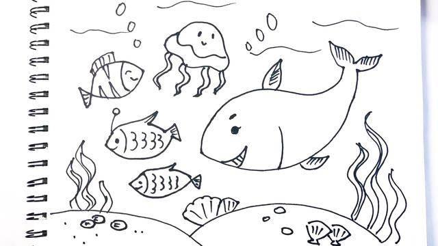 海底简笔画图片大全 海底世界简笔画图片大全