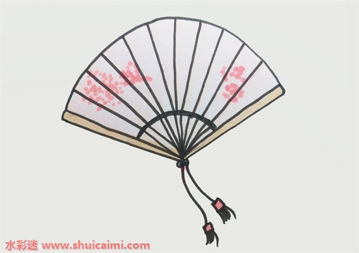 古代扇子简笔画怎么画简单易画彩色