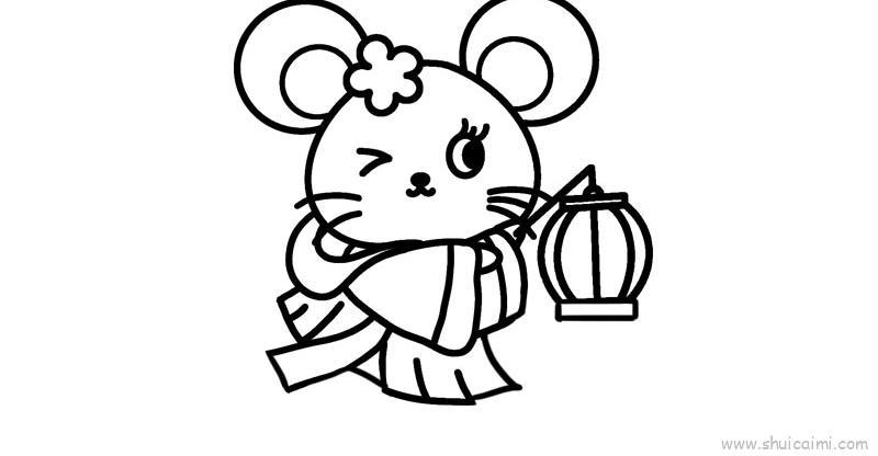 小老鼠提灯笼儿童画怎么画 小老鼠提灯笼简笔画简单