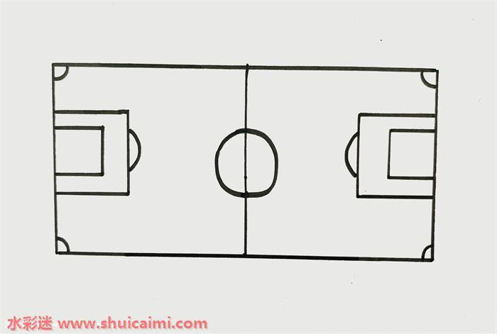 足球场怎么画 足球场简笔画步骤