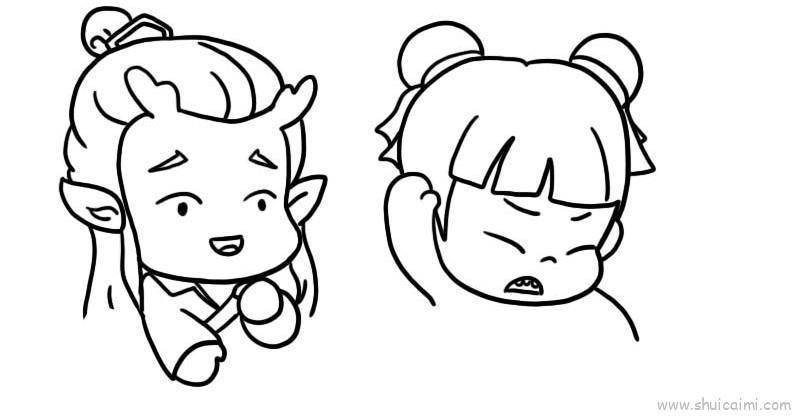 敖丙和哪吒儿童画怎么画 敖丙和哪吒简笔画简单又好看