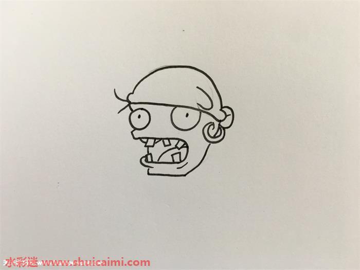 五个彩色僵王的简笔画步骤教程