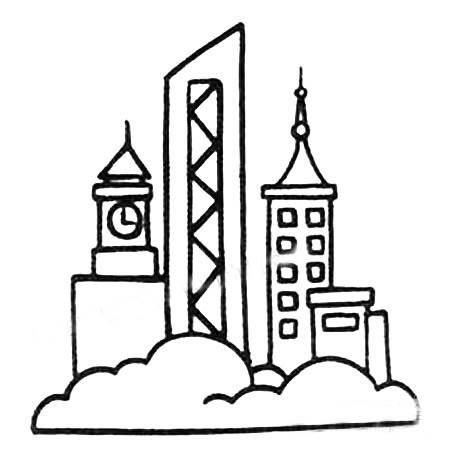 高楼大厦简笔画 高楼大厦简笔画彩色