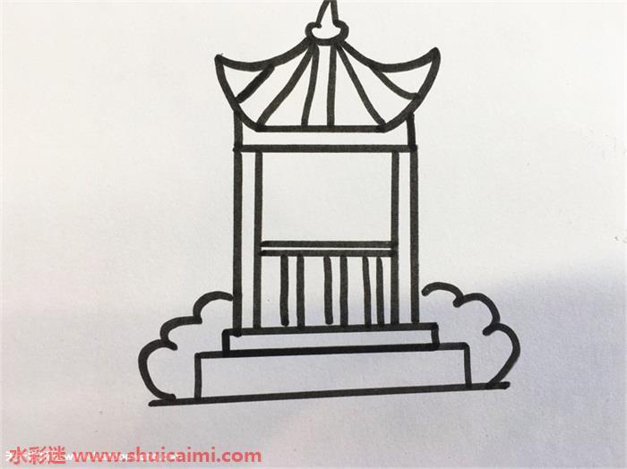 凉亭怎么画 凉亭简笔画简单彩色