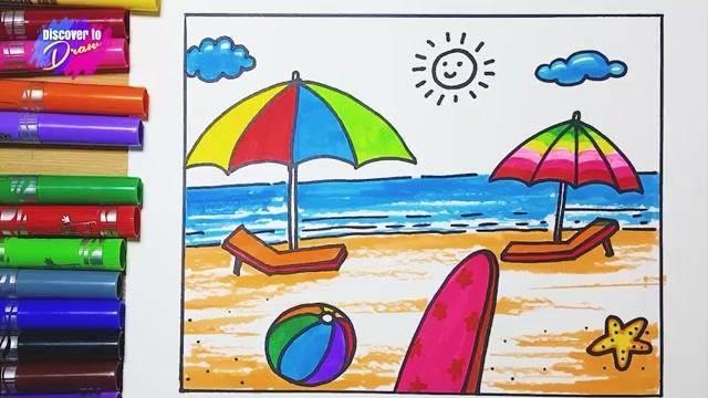 沙滩的简笔画图片大全 沙滩简笔画图片大全 海边风景