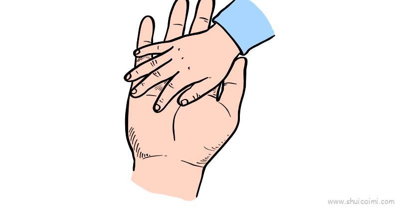 大手拉小手儿童画怎么画 大手拉小手简笔画步骤