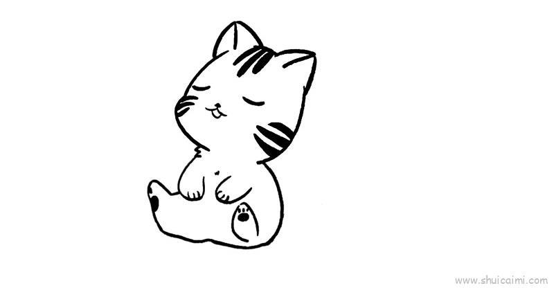 小猫乘凉儿童画怎么画 小猫乘凉简笔画图片