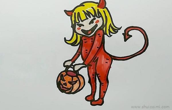 提南瓜小魔女儿童画怎么画 提南瓜小魔女简笔画简单又好看