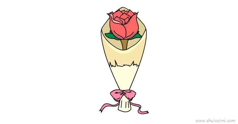 一束玫瑰花儿童画怎么画 一束玫瑰花简笔画步骤
