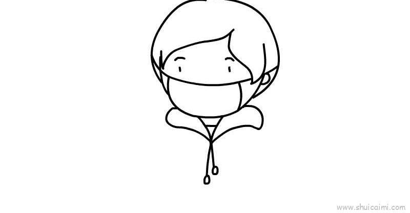 小孩戴口罩儿童画怎么画 小孩戴口罩简笔画顺序