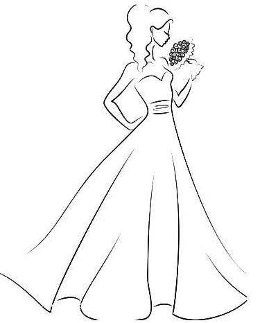 婚纱的简笔画图片大全 婚纱的简笔画图片大全大图可爱