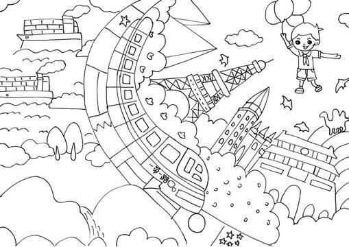 科技简笔画图片大全 科技简笔画图片大全科幻画