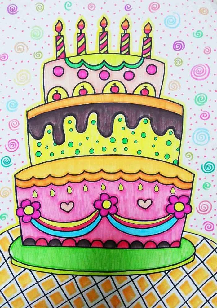 生日蛋糕简笔画 生日蛋糕简笔画可爱