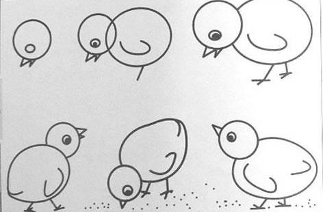 母鸡和小鸡简笔画 母鸡和小鸡简笔画彩色有背景