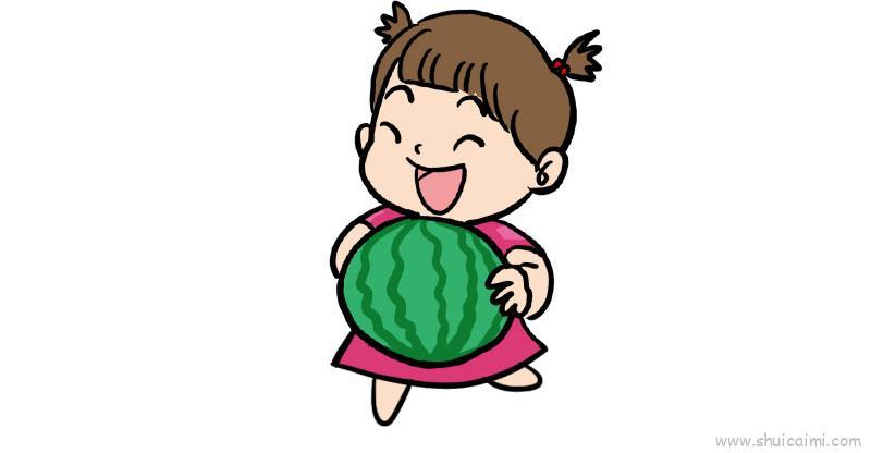 夏至吃西瓜儿童画怎么画 夏至吃西瓜简笔画顺序