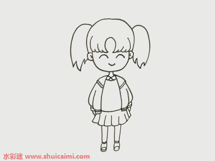 可爱小女孩卡通人物简笔画怎么画简单易画？