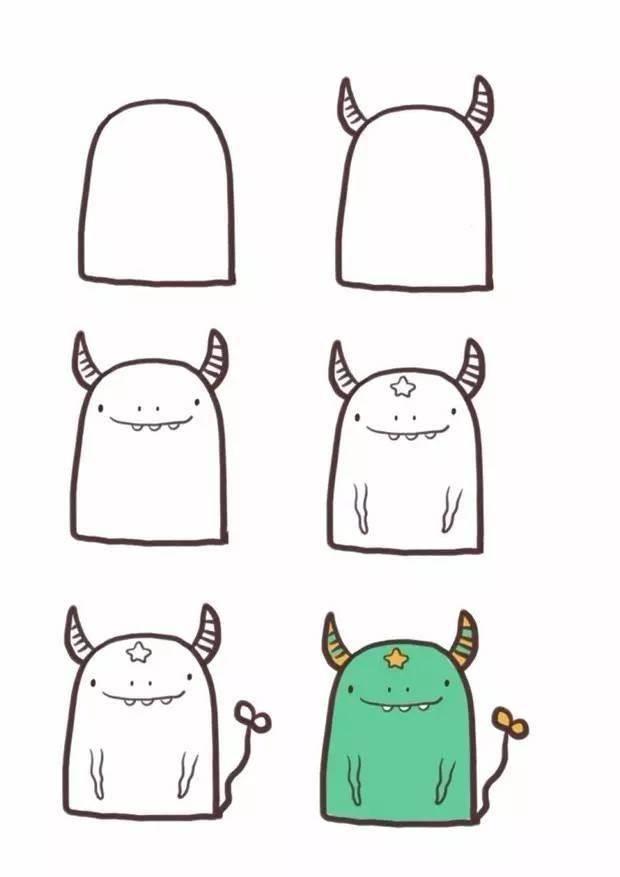 小怪兽简笔画 小怪兽简笔画图片
