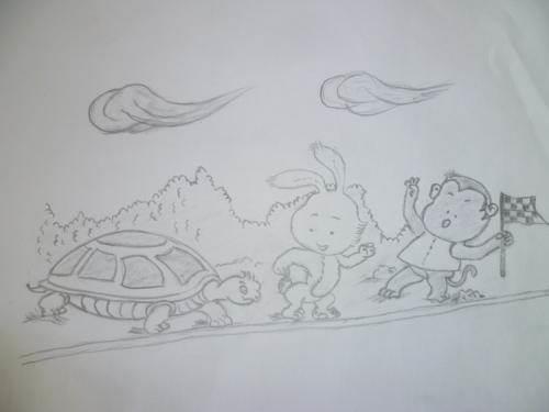 龟兔赛跑简笔画 龟兔赛跑简笔画图片大全