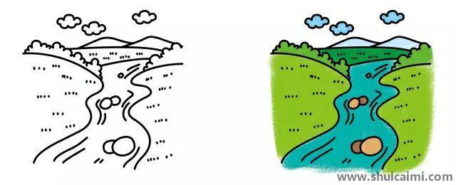 一条小溪儿童简笔画
