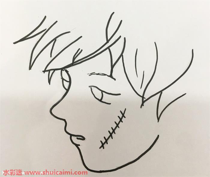 脸上的伤疤简笔画教程