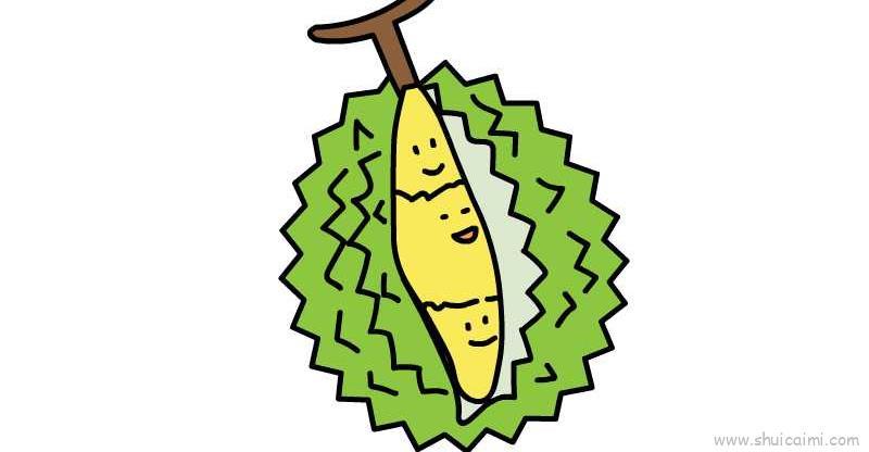 榴莲儿童画怎么画 榴莲简笔画步骤